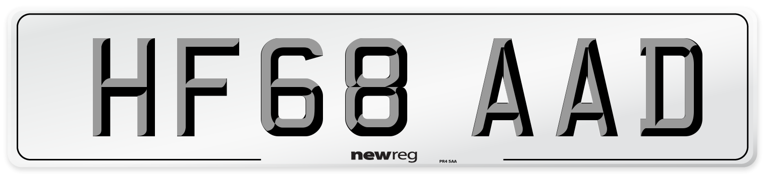 HF68 AAD Number Plate from New Reg